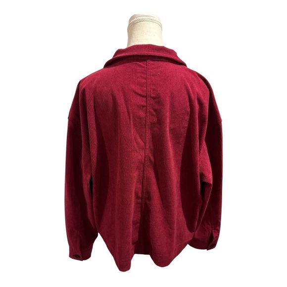 NWOT Anthropologie AVEC LES FILLES Cropped Corduroy Shacket Raspberry Red Sz XL - Picture 3 of 6